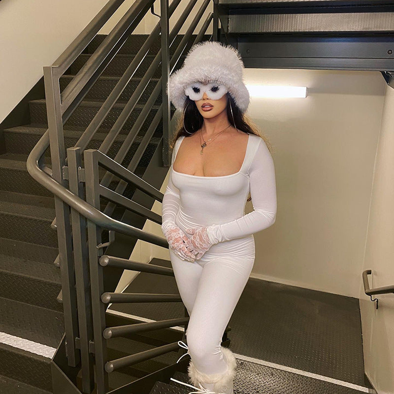 Dames élégant bodysuit avec décolleté plongeant et manches longues Chic und Stil