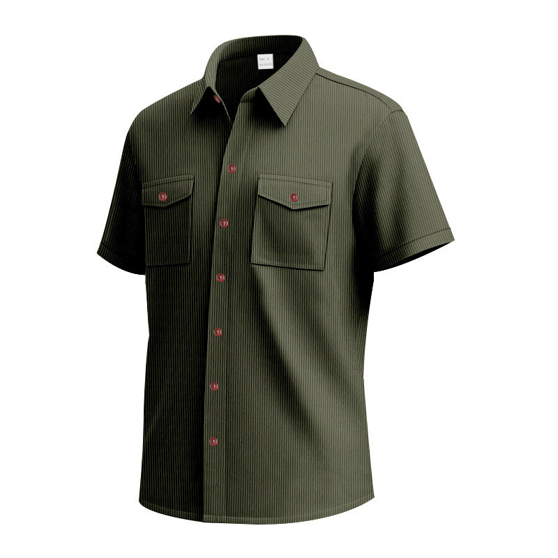 Chemise à manches courtes pour hommes avec un motif rayé pratique et deux poches poitrine Chic und Stil