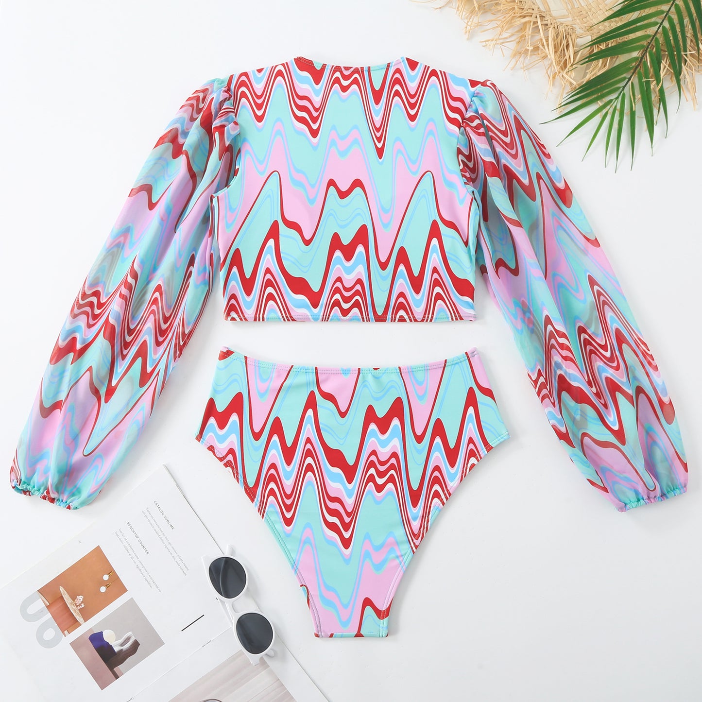 Maillot de bain pour femmes avec décolleté en V élégant et manches fluides Chic und Stil