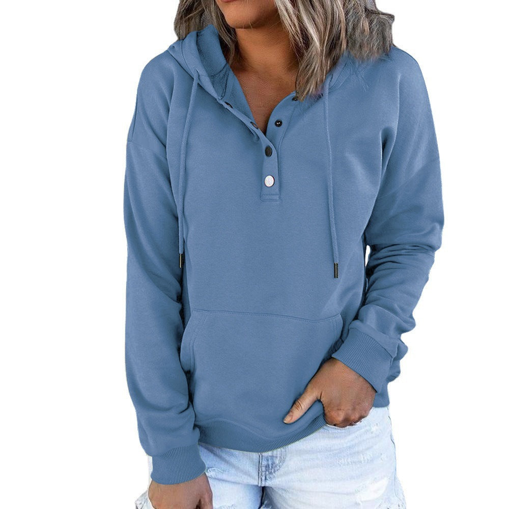 Pull à capuche femme avec détail de bouton tendance Chic und Stil