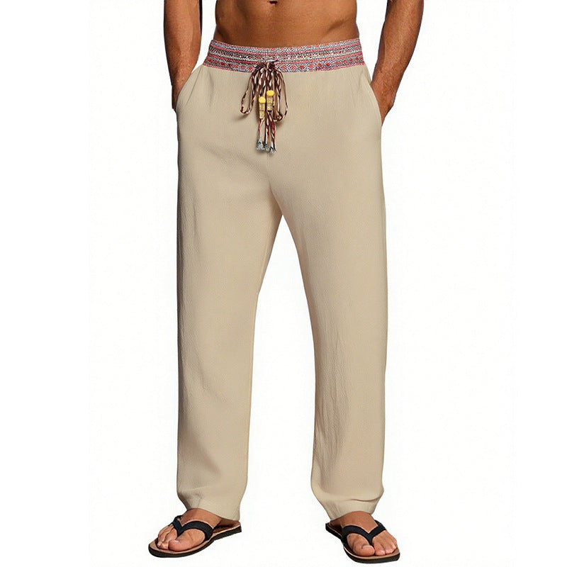 Men's Casual Beach Pants with Elastic Waist and Decorative Drawstring Chic and Style