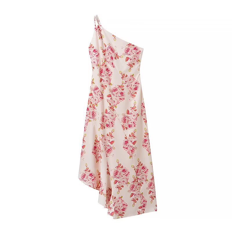 Robe maxi pour femmes avec coupe asymétrique et motif floral Chic und Stil