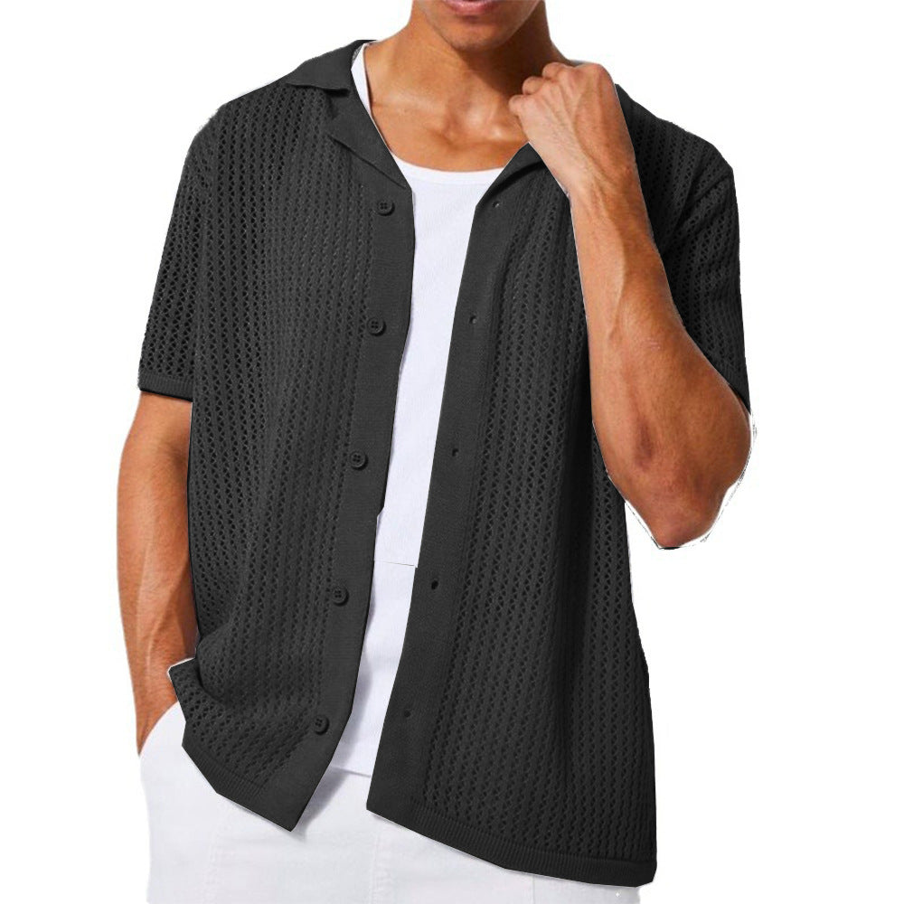Chemise en tricot à col ouvert pour hommes à manches courtes et respirante Chic und Stil