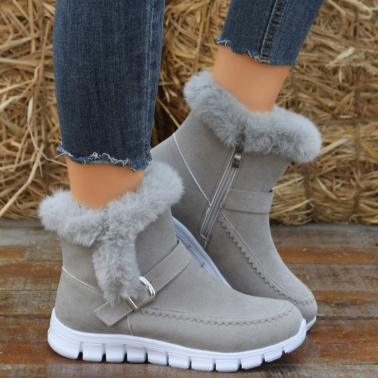 Bottes d'hiver pour femmes doublées avec fermeture éclair confortable et boucle décorative Chic und Stil