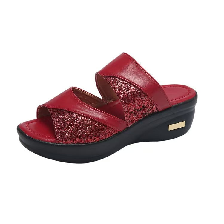 Sandales confort brillantes femmes avec semelle ergonomique Chic und Stil
