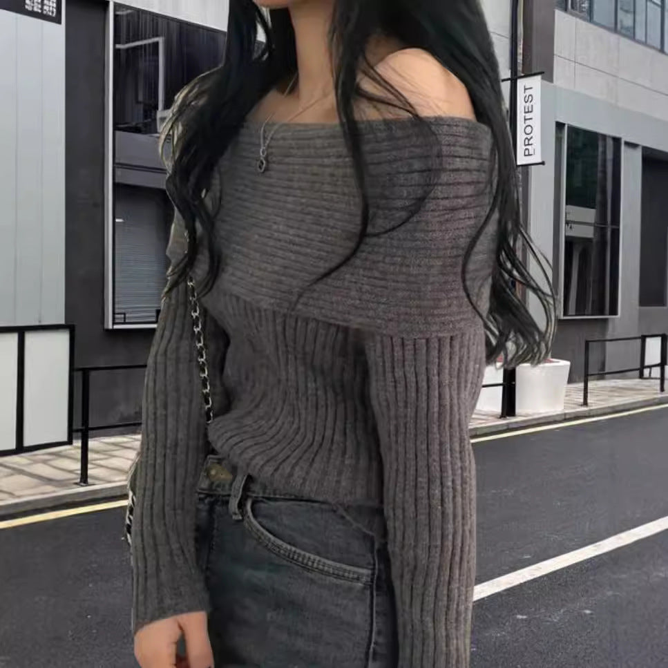 Pull en tricot off-shoulder pour femmes avec design côtelé élastique Chic und Stil