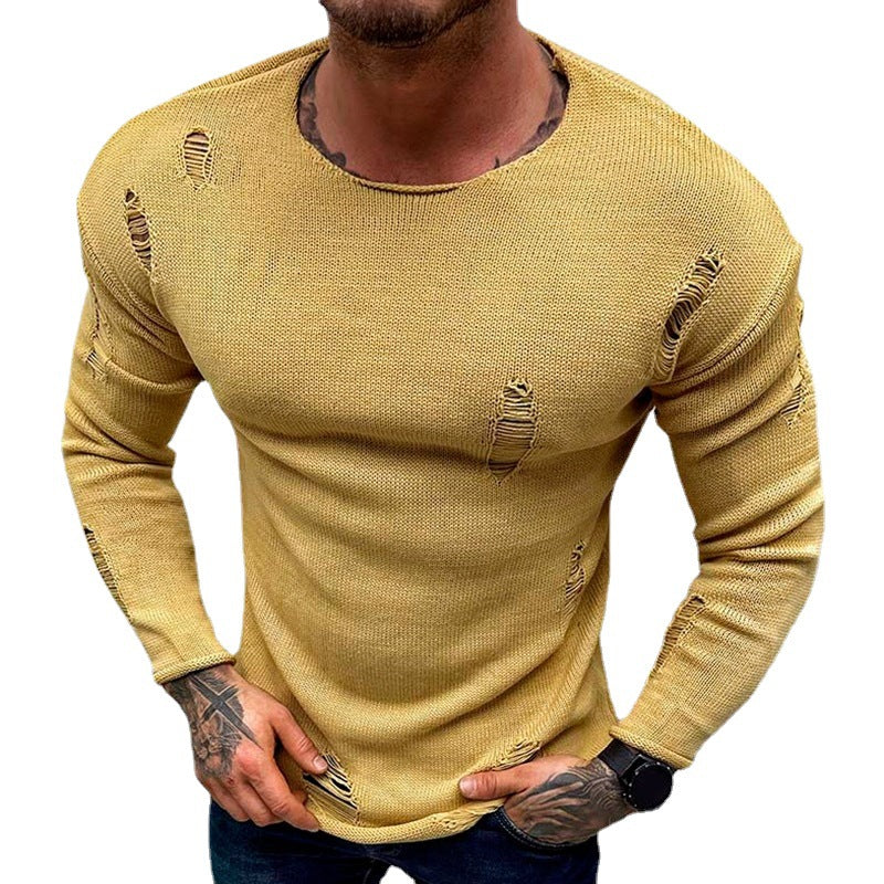 Homme Pull ras du cou stylé avec des détails effilochés Chic und Stil