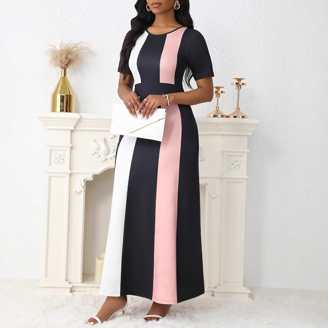 Robe maxi femme avec un design à rayures bloque à la mode et des poches pratiques Chic und Stil