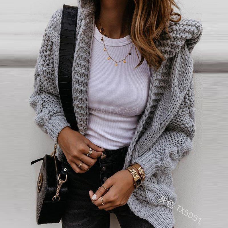 Dames pull cardigan en grosse maille à coupe asymétrique et manches oversized Chic und Stil