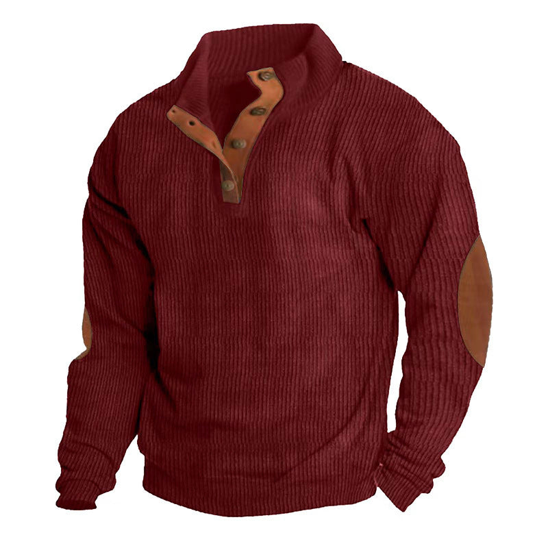 Pull en structure à vagues pour homme avec accents en cuir Chic und Stil