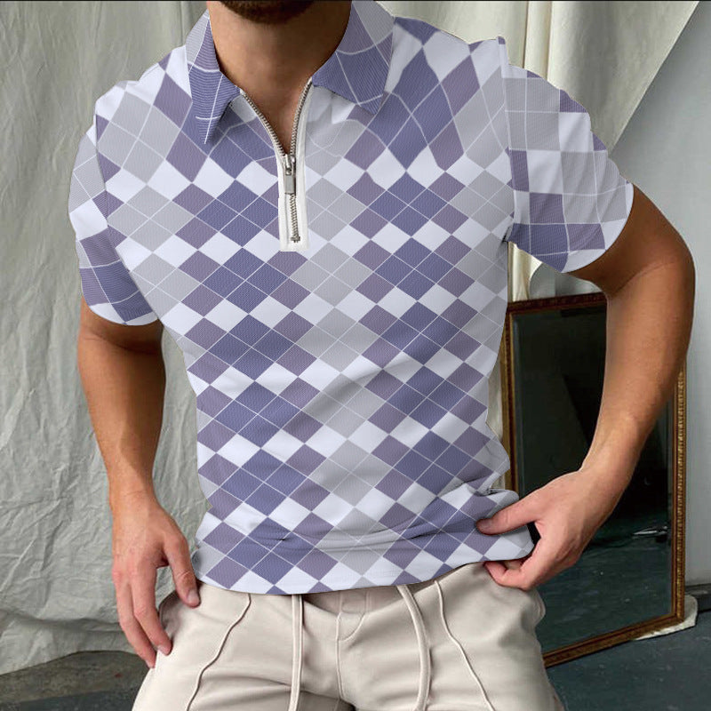 Polo-shirt à manches courtes à carreaux élégant pour hommes Chic und Stil