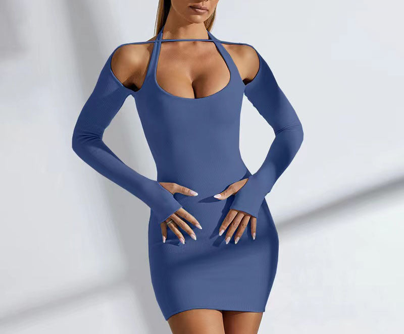 Robe mini à manches longues ouverte d'un côté pour dames Chic und Stil