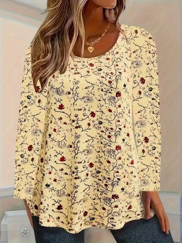 T-shirt à manches longues pour femmes avec motif floral et coupe en A Chic und Stil