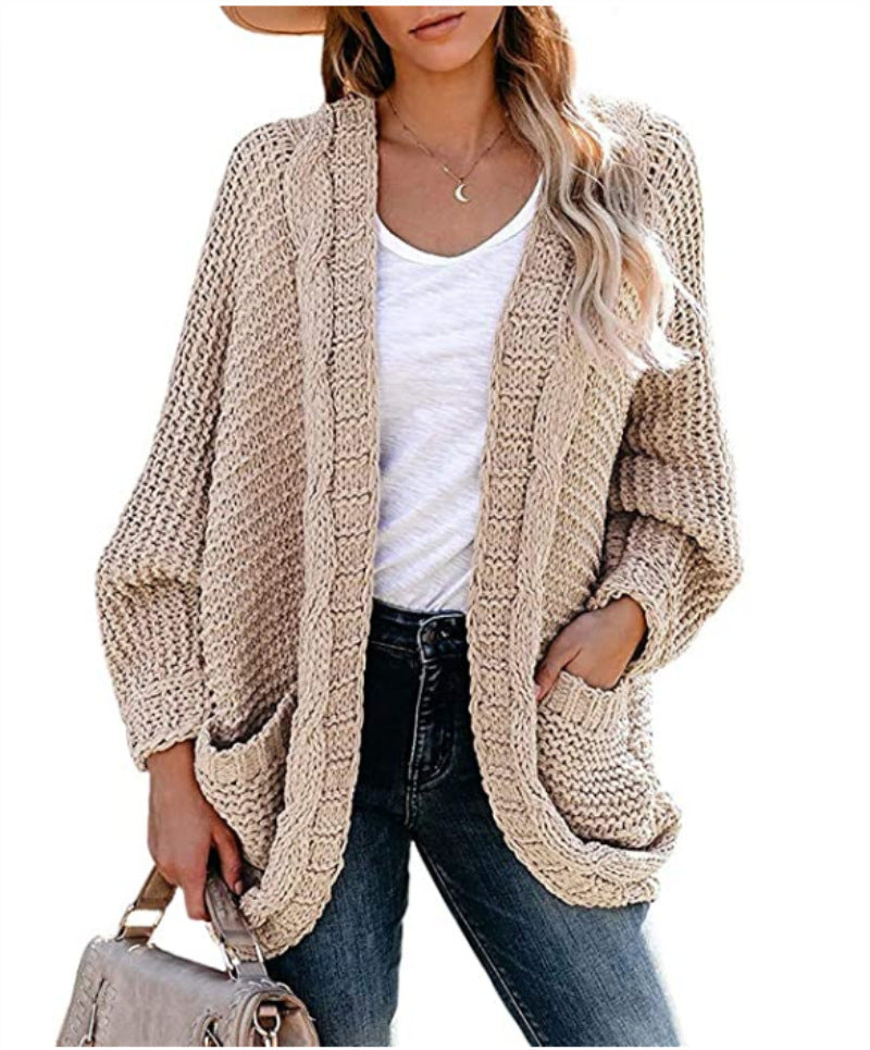 Veste en tricot épais pour femmes avec des contours décontractés et de grandes poches Chic und Stil