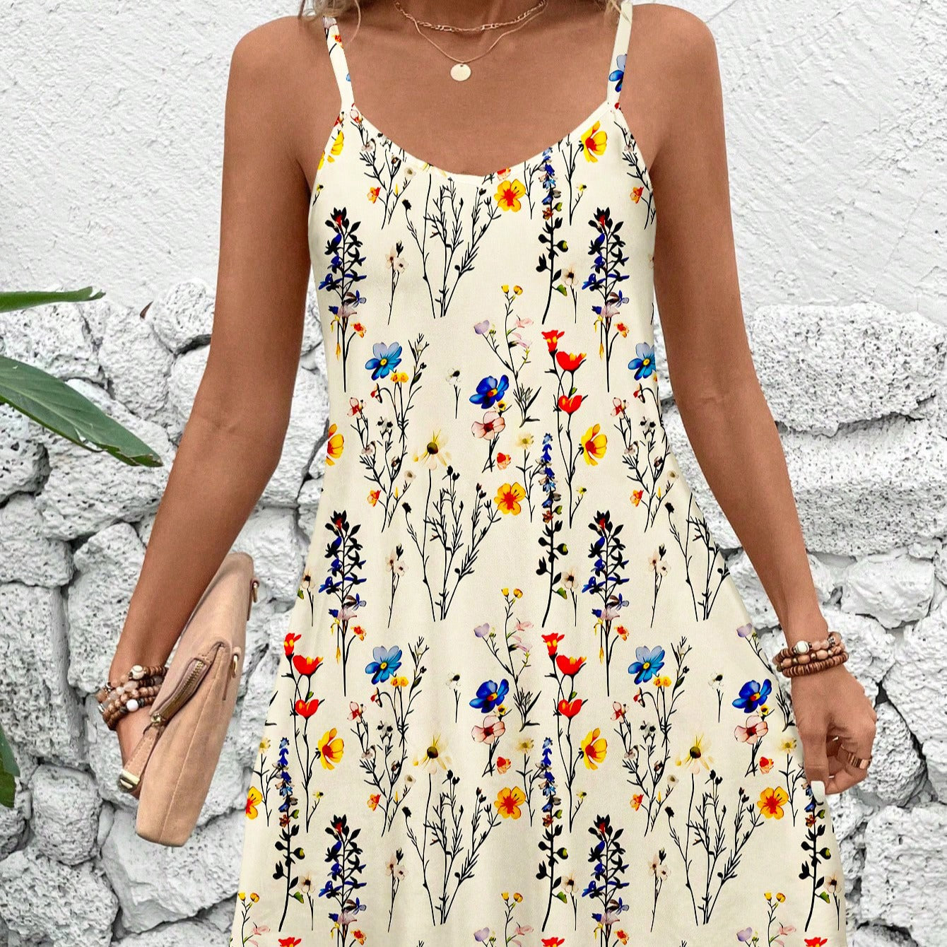 Robe à fleurs à bretelles spaghetti réglables Chic und Stil