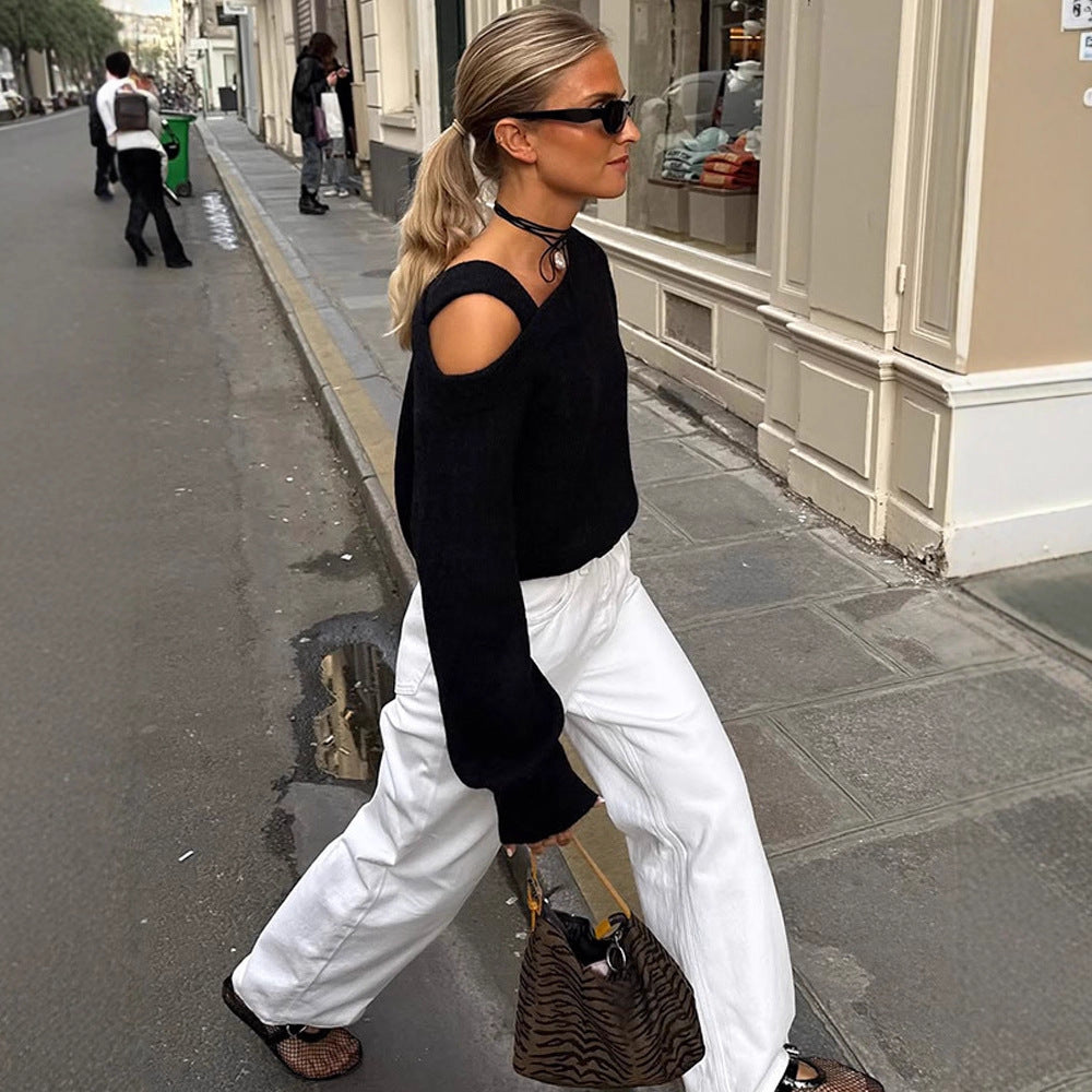 Pull-over en tricot surdimensionné pour femmes avec manches à découpe Chic und Stil