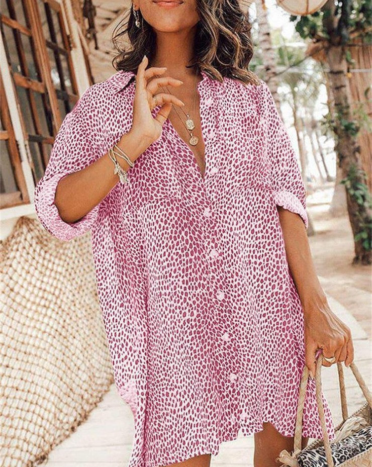 Robe chemise pour femmes avec motif animal et coupe décontractée Chic und Stil