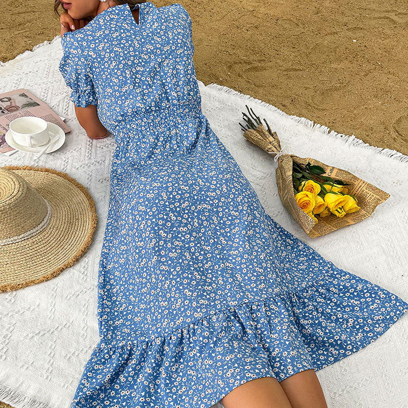 Robe portefeuille florale pour femmes avec volants Chic und Stil