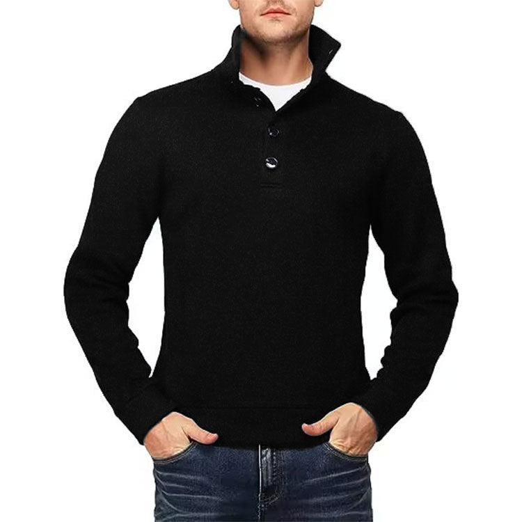 Hommes Pull de haute qualité avec col montant et détail de bouton Chic und Stil