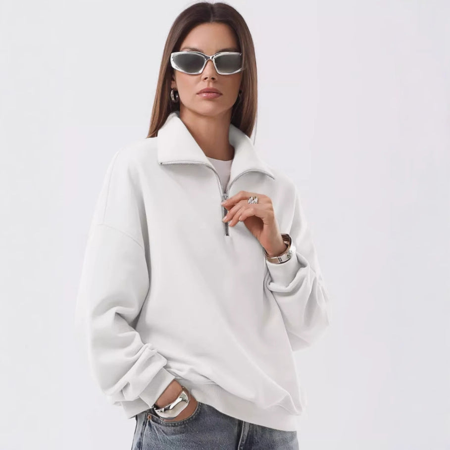 Pull à col montant sportif pour dames avec fermeture éclair Chic und Stil