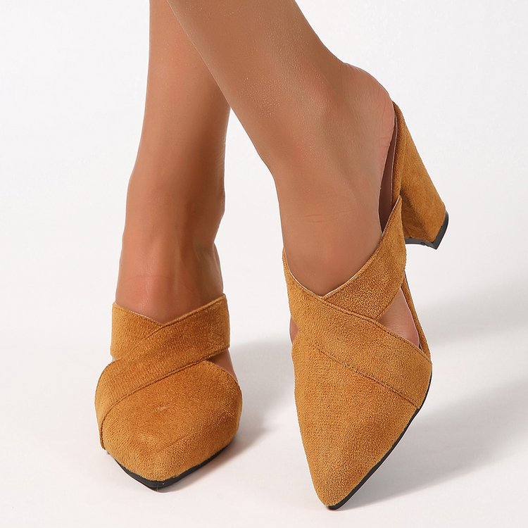 Mules pour femmes avec bande croisée élégante et talon bloc confortable Chic und Stil