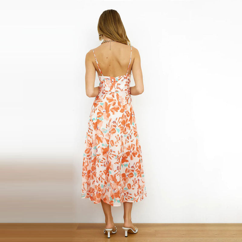 Robe slip fleurie A-ligne pour femmes Chic und Stil