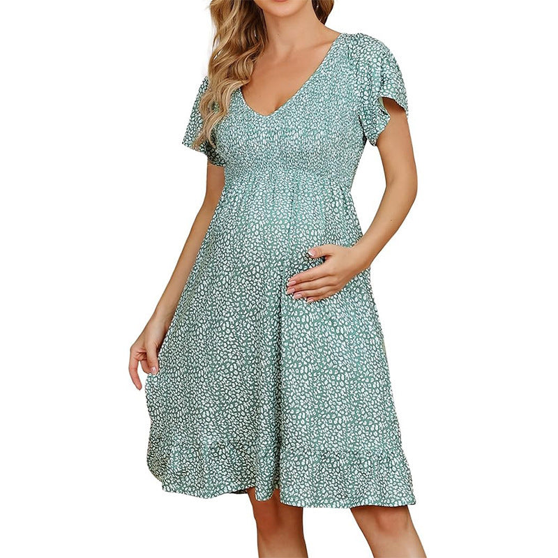 Robe maxi de maternité pour femmes avec détails en volants Chic und Stil