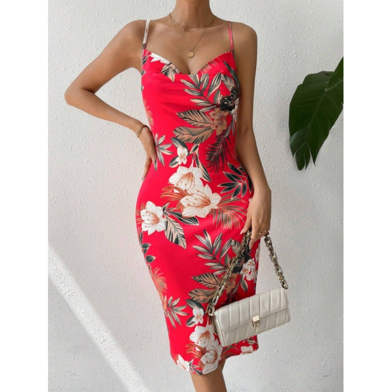 Robe midi bodycon florale pour dames Chic und Stil