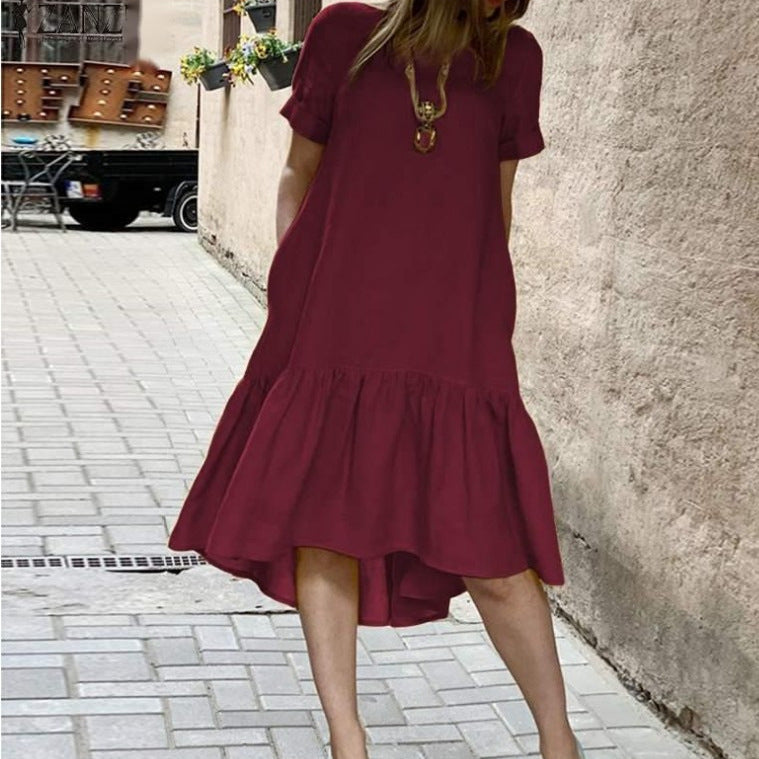 Robe midi à volants high-low pour femmes Chic und Stil