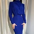 Femmes Robe élégante ajustée avec col haut et fronces Chic und Stil