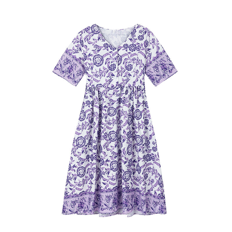 Robe midi chic et stylée à motifs floraux pour femmes