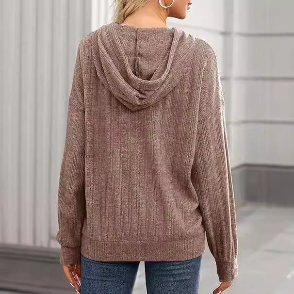 Dames Pull à Capuche Oversize avec Design Texturé Chic und Stil