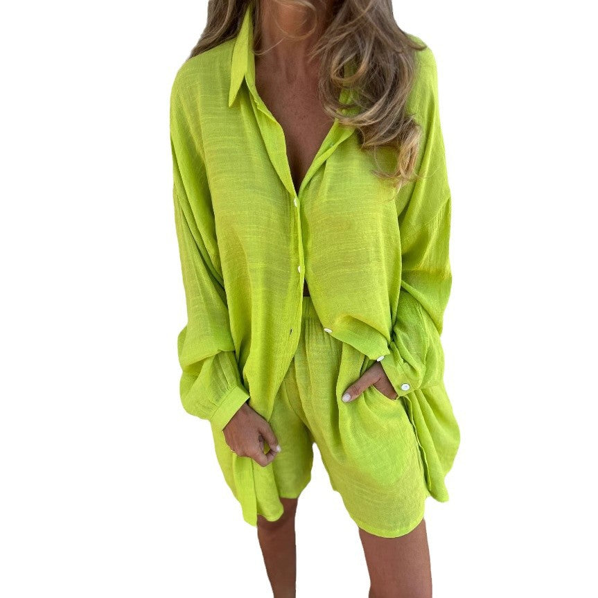 Robe chemise oversize pour femme avec fermeture à boutons et col roulé Chic und Stil