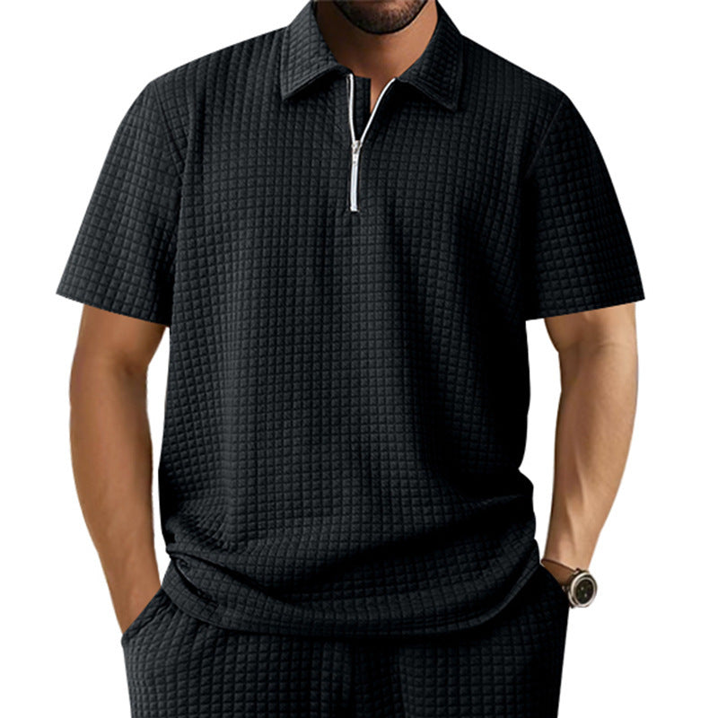 Polo homme à manches courtes avec fermeture éclair moderne et design structuré Chic und Stil