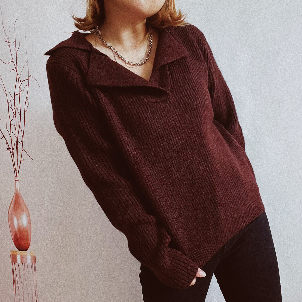 Pull décontracté pour femmes avec un design en rib moderne Chic und Stil