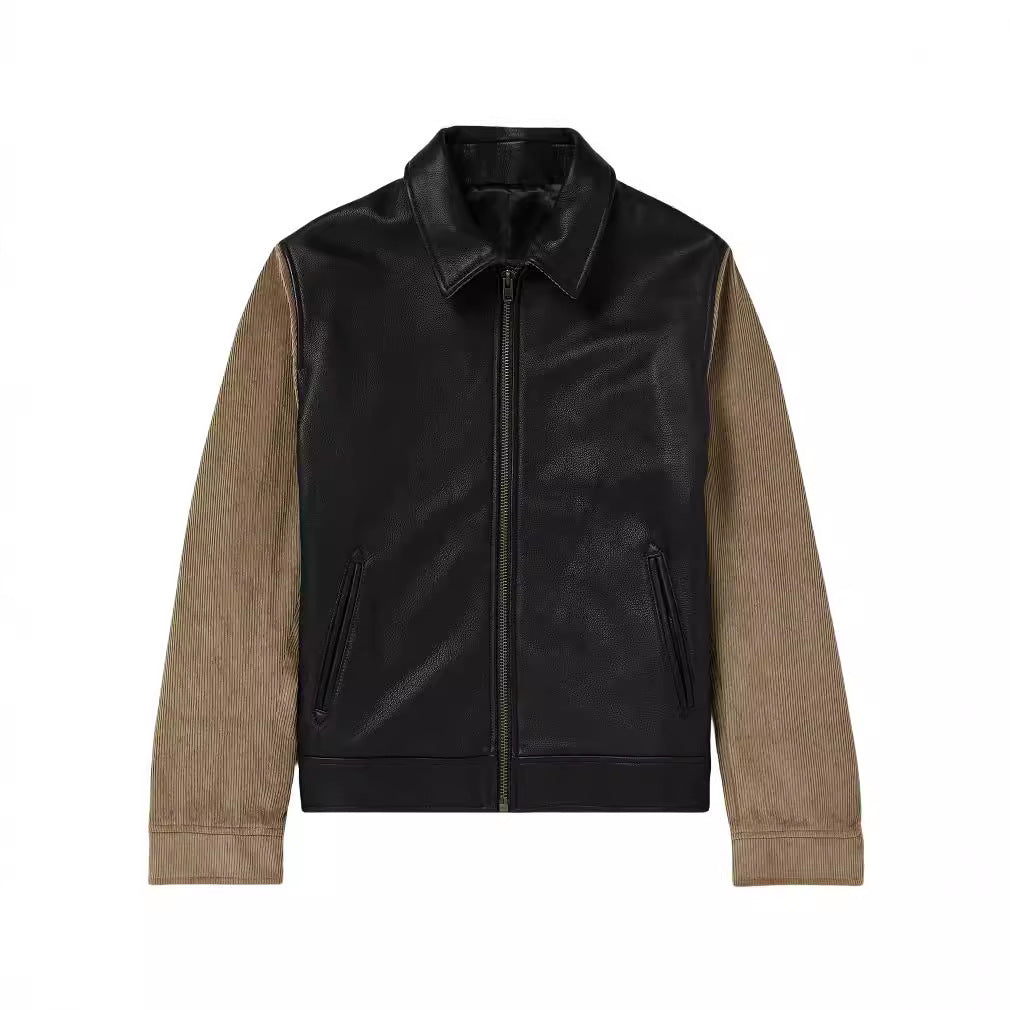 Trendy leather jacket for men with drawstring details and practical zip pockets Chic and Style