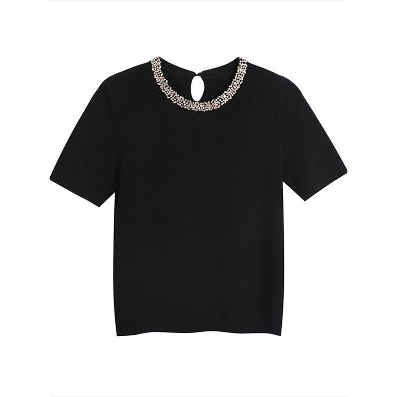 Blouse à col orné à manches courtes pour femmes Chic und Stil