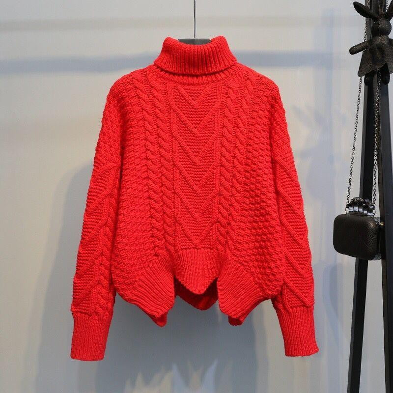 Pull-over en maille épaisse pour femmes avec col montant et motif en torsades Chic und Stil