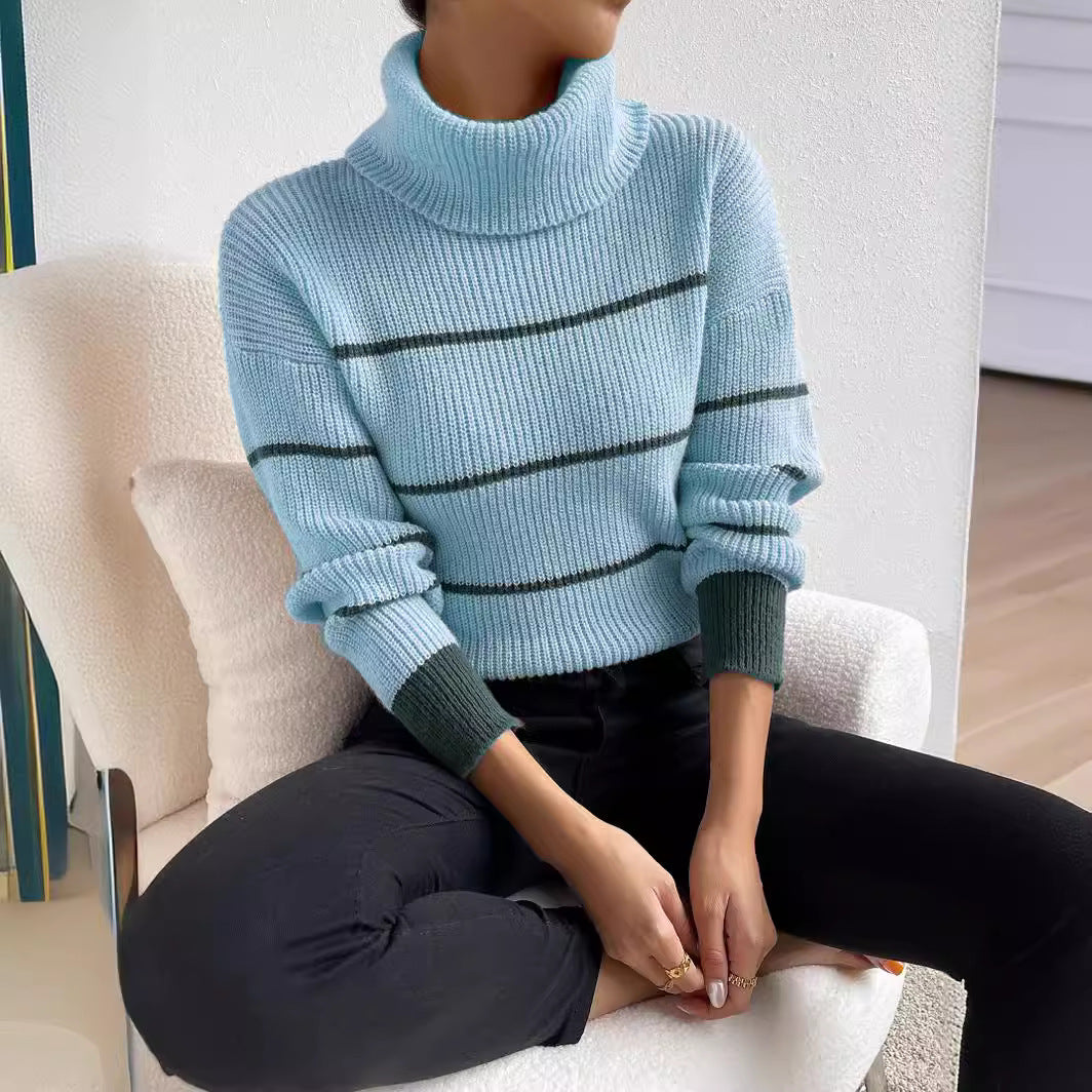 Pull femme avec col haut et motif rayé Chic und Stil