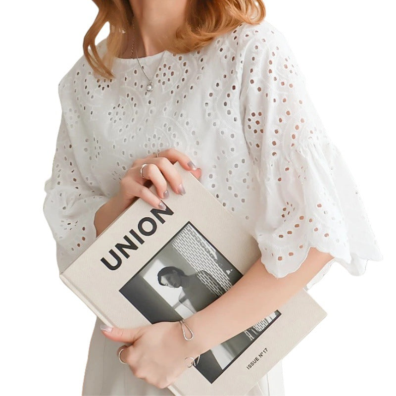 Blouse brodée à trou pour les femmes Chic und Stil