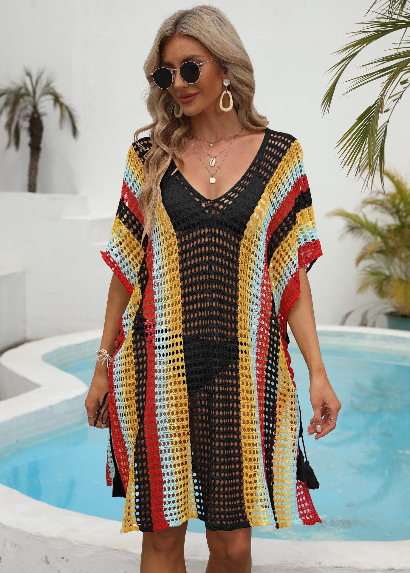 Dames Ouvert Maille Plage Survêtement Robe Chic und Stil