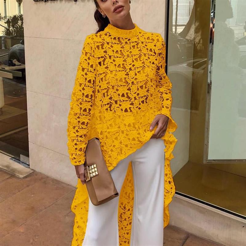 Haut en dentelle pour femmes avec ourlet asymétrique Chic und Stil