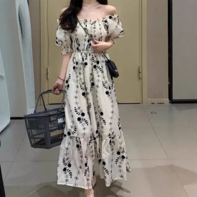 Robe maxi boho pour femmes avec haut élastique et manches volumineuses Chic und Stil