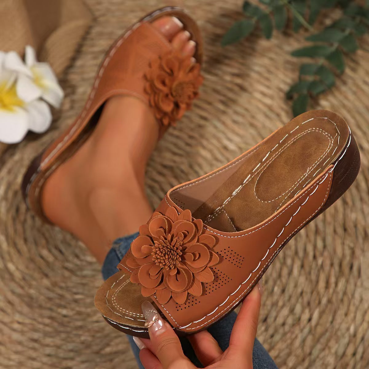 Sandales à glissière fleuries pour femmes Chic und Stil
