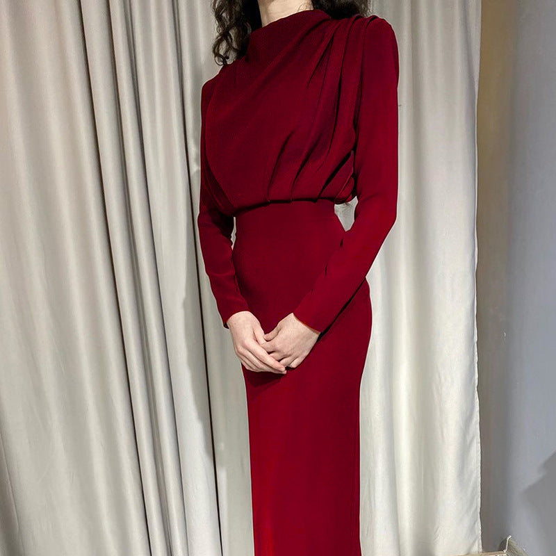 Femmes Robe élégante ajustée avec col haut et fronces Chic und Stil