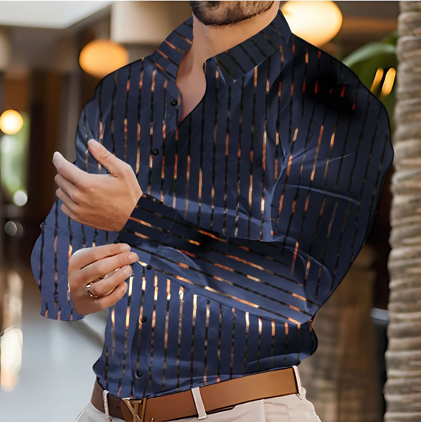 Chemise button-up à rayures slim-fit élégante pour hommes Chic und Stil