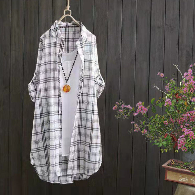 Blouse à boutons légère à carreaux Chic und Stil pour femmes