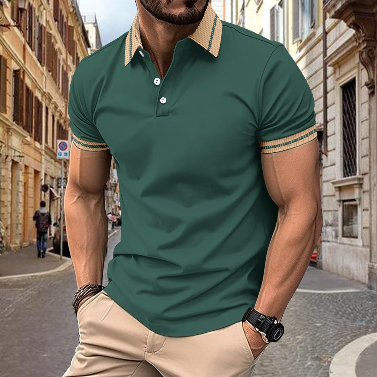 Polo de performance stylé pour hommes avec col contrasté Chic und Stil