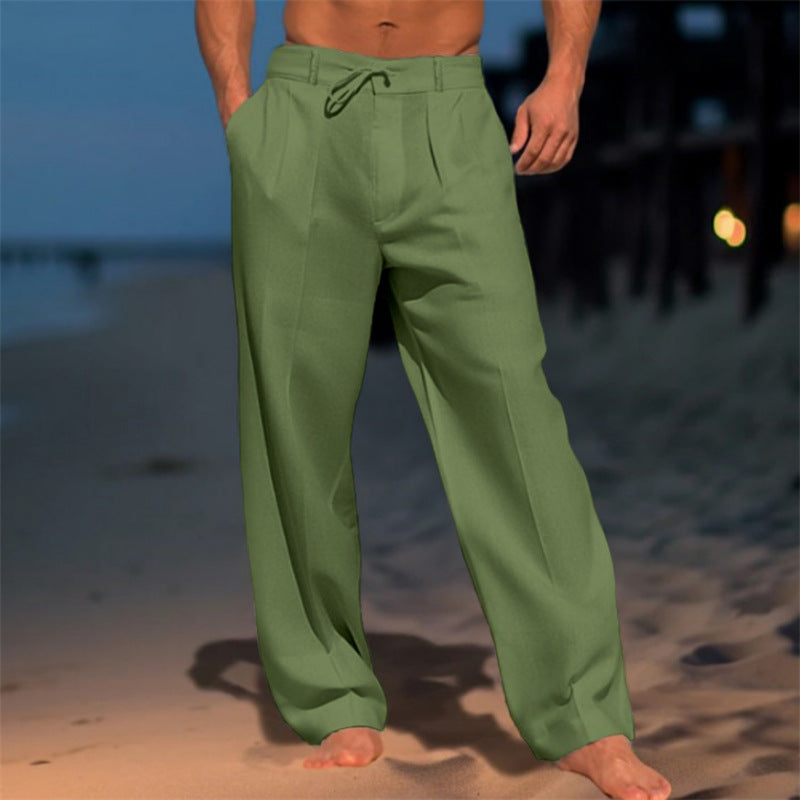 Pantalon d'été ample pour hommes avec taille élastique et poches pratiques Chic und Stil