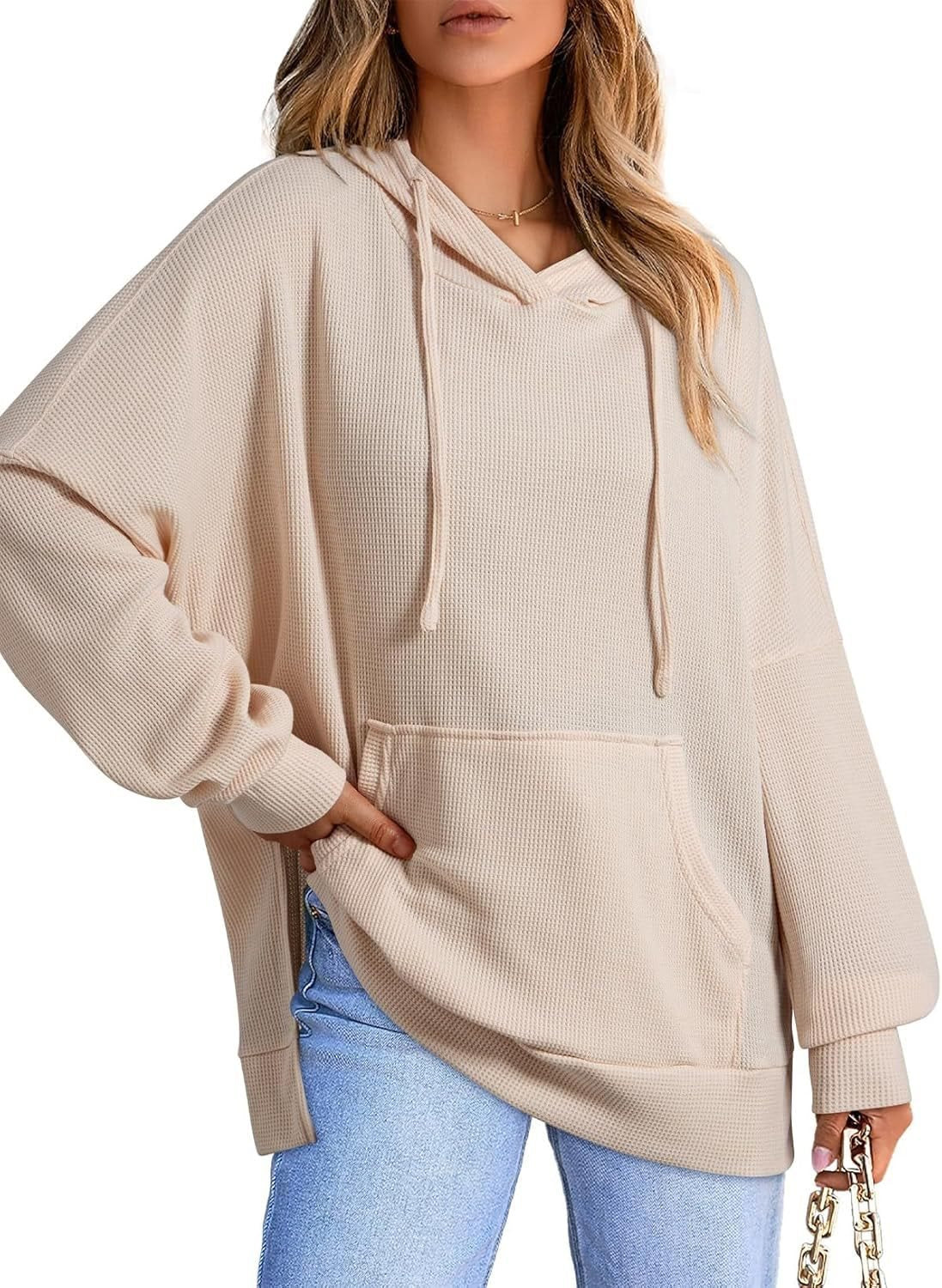 Pull à capuche surdimensionné pour femmes en piqué gaufré Chic und Stil